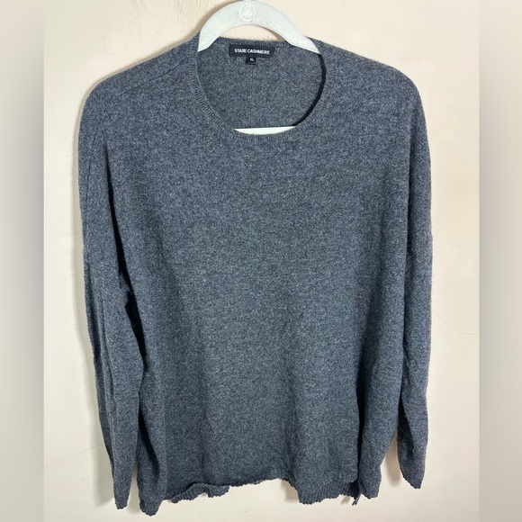 State Cashmere womens Sweater XL heathered charcoal Gray Scoop Neck Long Sleeve - Picture 1 of 8